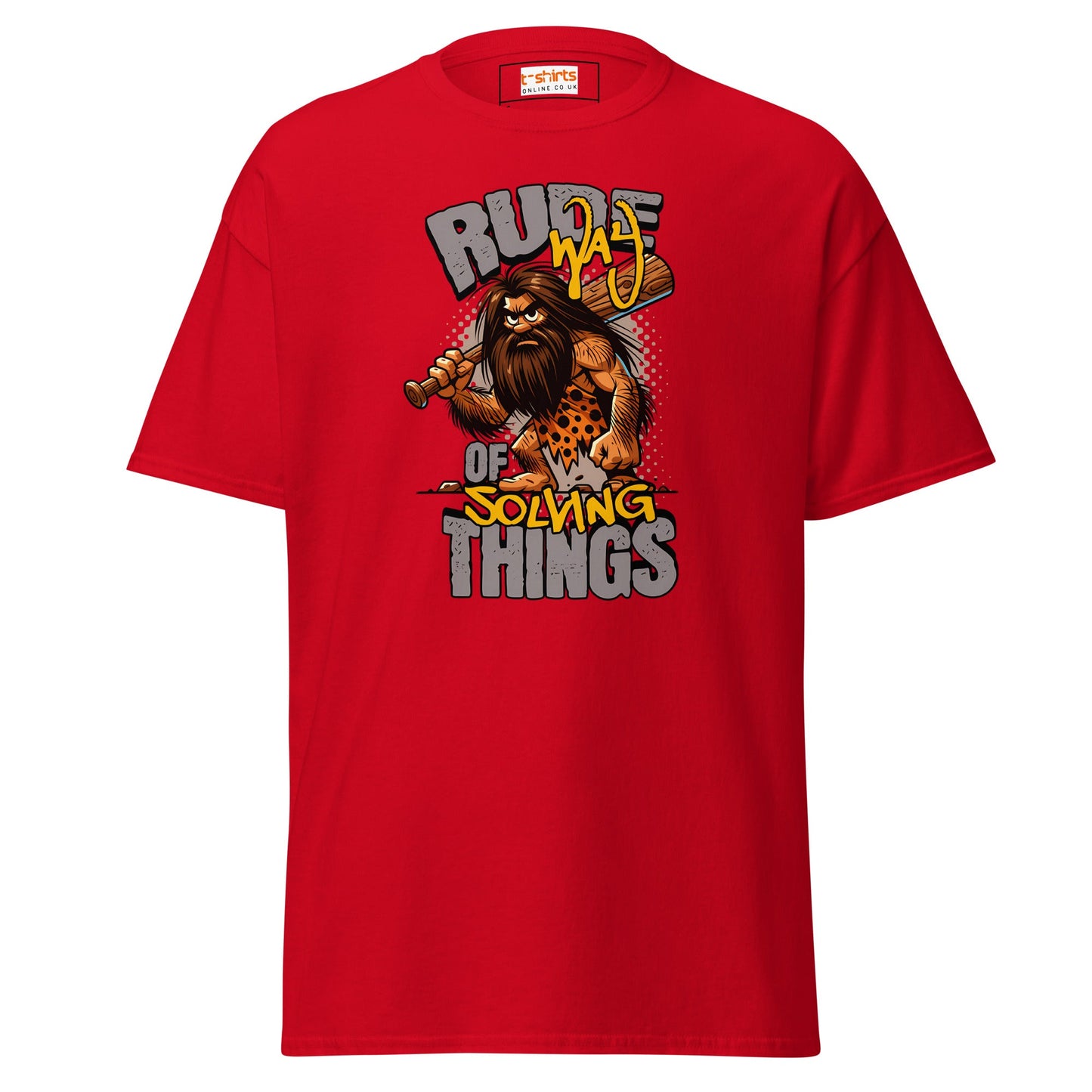 Rude Caveman | Bold Graphic Tee - Red - T-Shirts Online