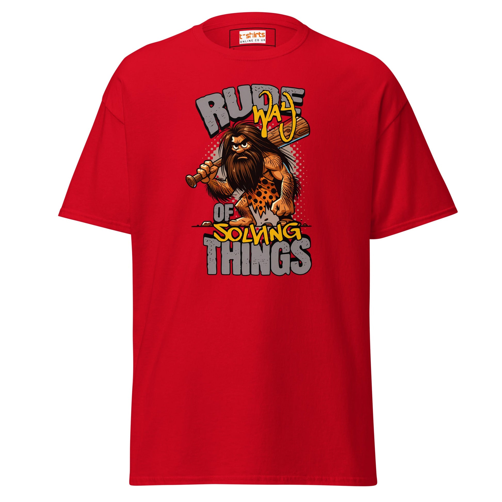 Rude Caveman | Bold Graphic Tee - Red - T-Shirts Online