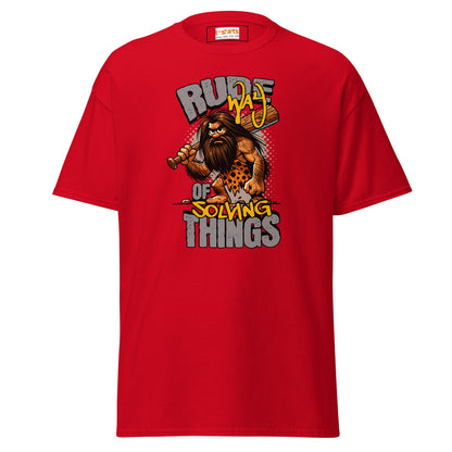 Rude Caveman | Bold Graphic Tee - Red - T-Shirts Online