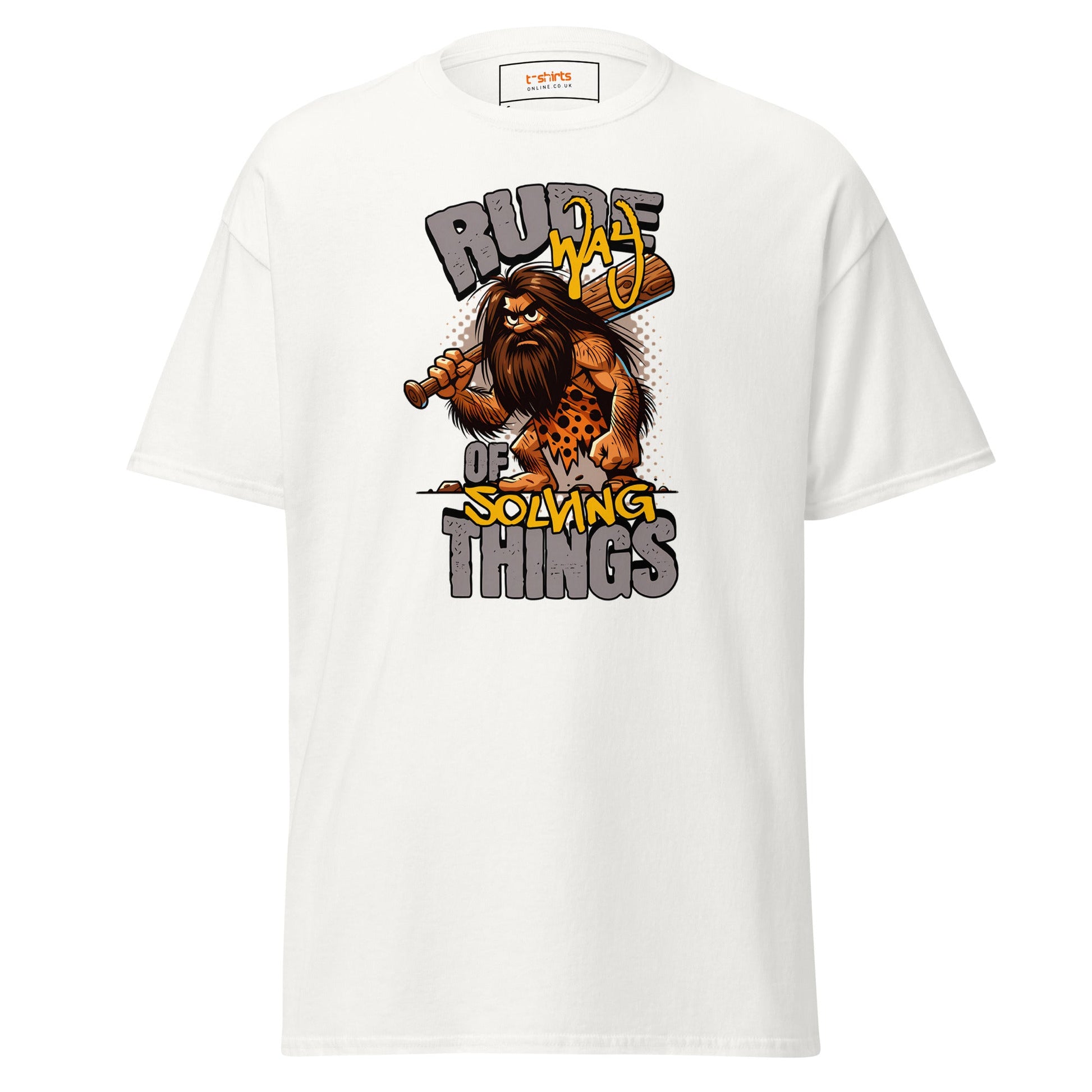 Rude Caveman | Bold Graphic Tee - White - T-Shirts Online