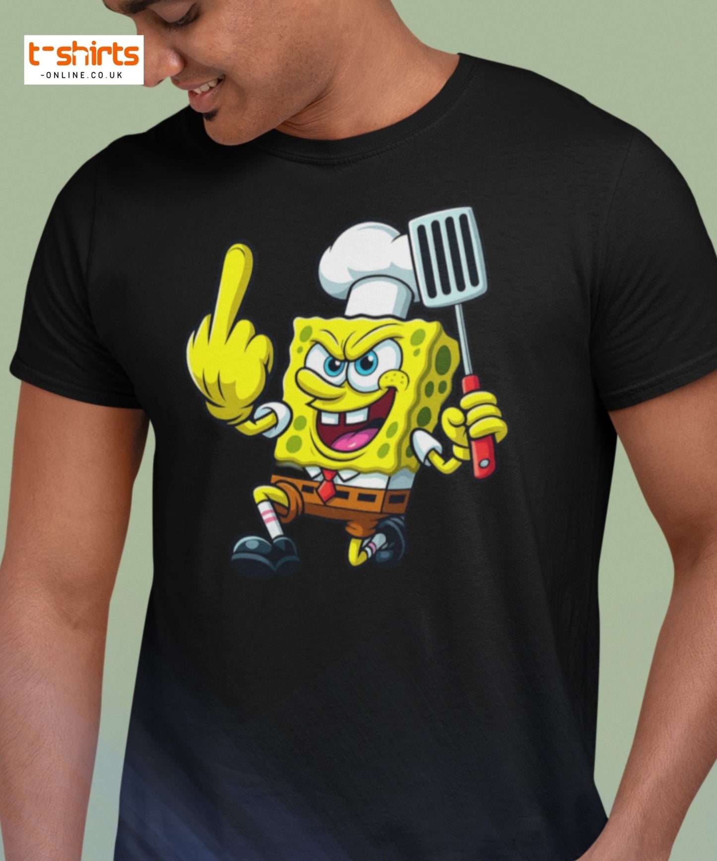 Rude Sponge Chef T-Shirt | Funny Offensive Cartoon Tee - Black - T-Shirts Online