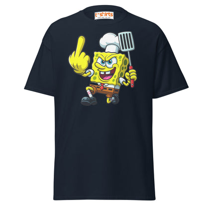 Rude Sponge Chef T-Shirt | Funny Offensive Cartoon Tee - Navy - T-Shirts Online