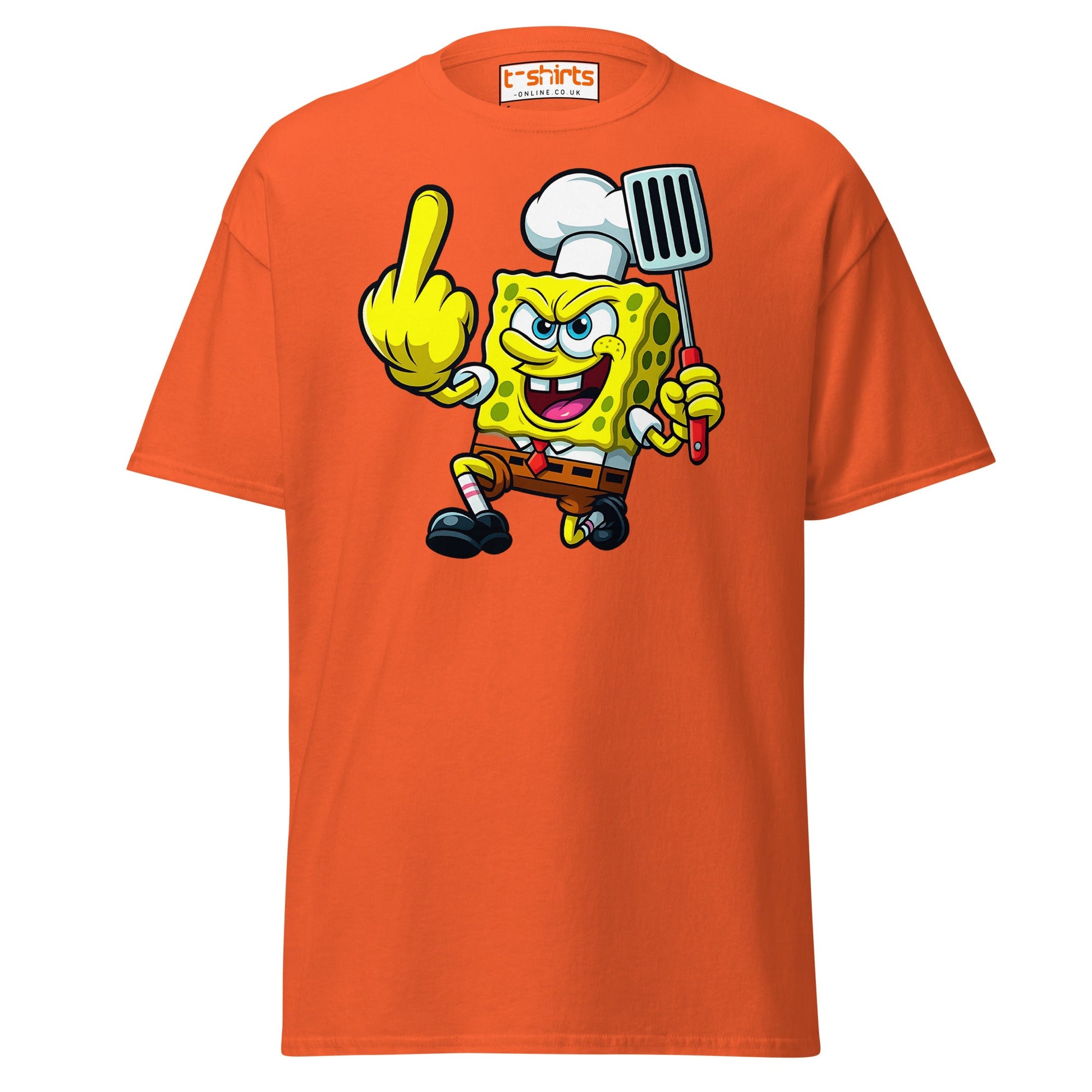 Rude Sponge Chef T-Shirt | Funny Offensive Cartoon Tee - Orange - T-Shirts Online