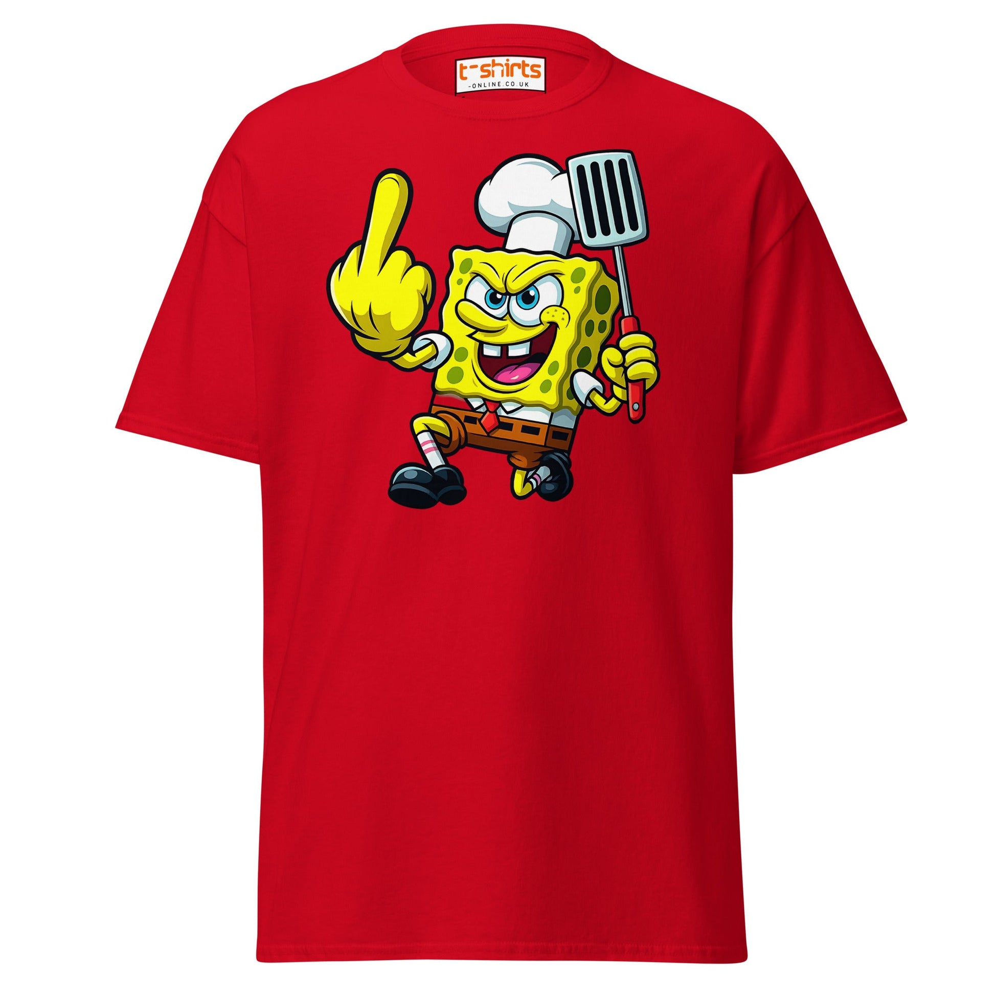 Rude Sponge Chef T-Shirt | Funny Offensive Cartoon Tee - Red - T-Shirts Online
