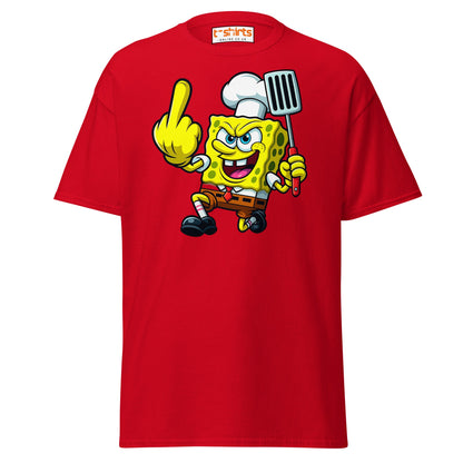 Rude Sponge Chef T-Shirt | Funny Offensive Cartoon Tee - Red - T-Shirts Online