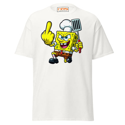 Rude Sponge Chef T-Shirt | Funny Offensive Cartoon Tee - White - T-Shirts Online