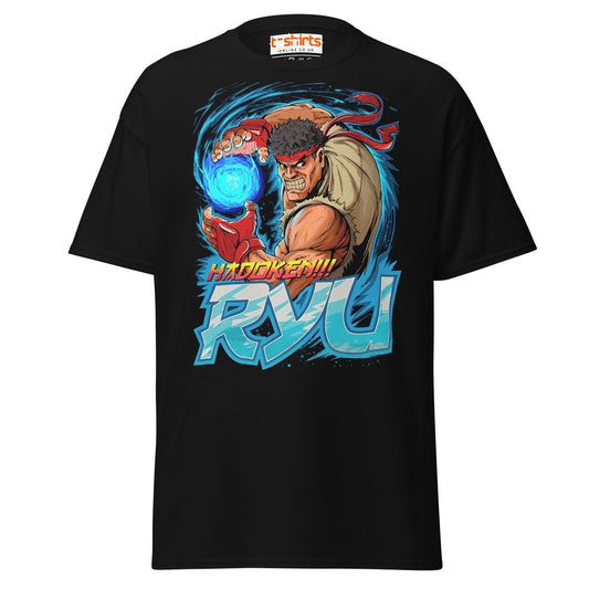 Ryu Hadoken T-Shirt – Street Fighter Parody Tee - Black - T-Shirts Online