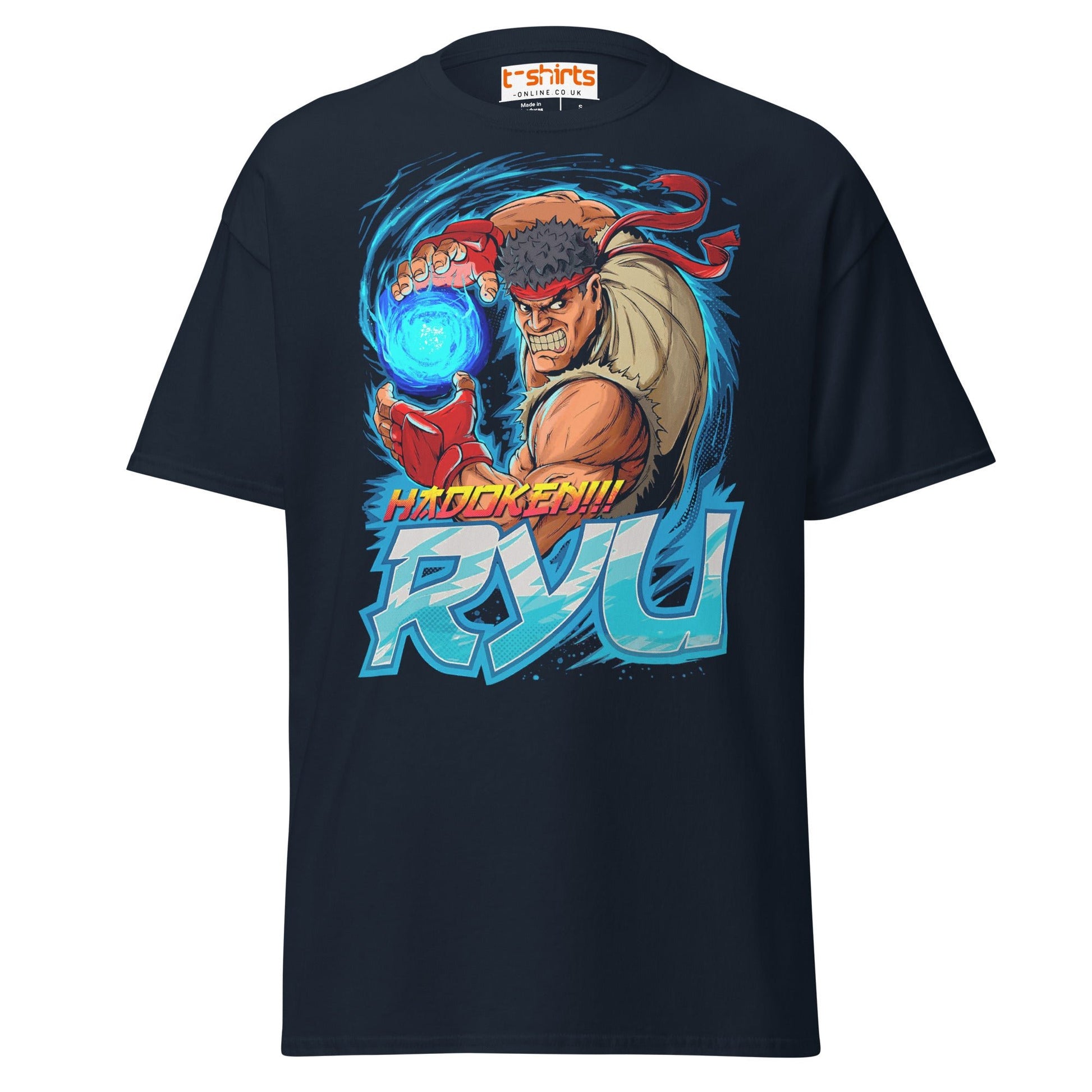 Ryu Hadoken T-Shirt – Street Fighter Parody Tee - Navy - T-Shirts Online