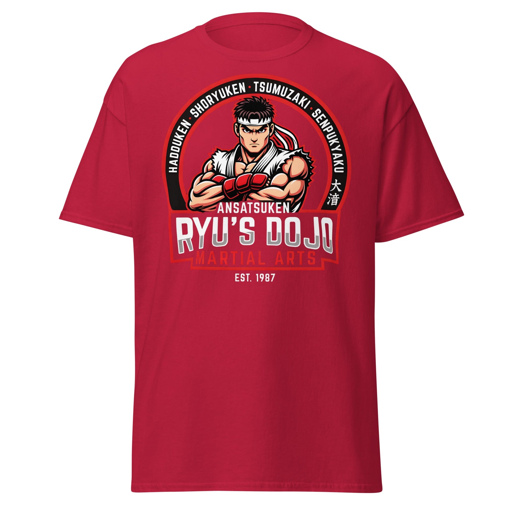 Ryu's Dojo Martial Arts T-Shirt - Street Fighter Fan Tee - Cardinal - T-Shirts Online