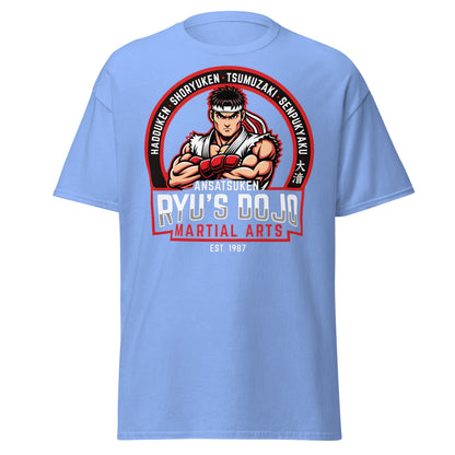 Ryu's Dojo Martial Arts T-Shirt - Street Fighter Fan Tee - Carolina Blue - T-Shirts Online