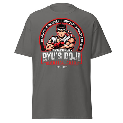 Ryu's Dojo Martial Arts T-Shirt - Street Fighter Fan Tee - Charcoal - T-Shirts Online