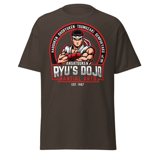 Ryu's Dojo Martial Arts T-Shirt - Street Fighter Fan Tee - Dark Chocolate - T-Shirts Online