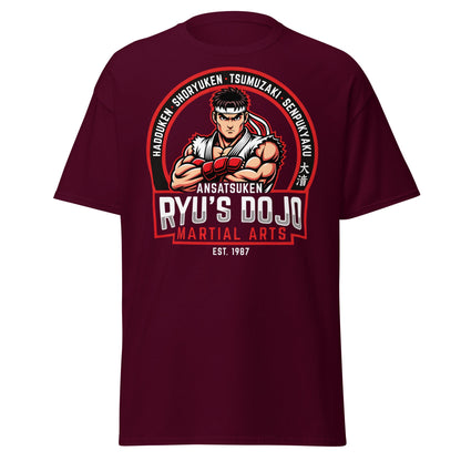 Ryu's Dojo Martial Arts T-Shirt - Street Fighter Fan Tee - Maroon - T-Shirts Online