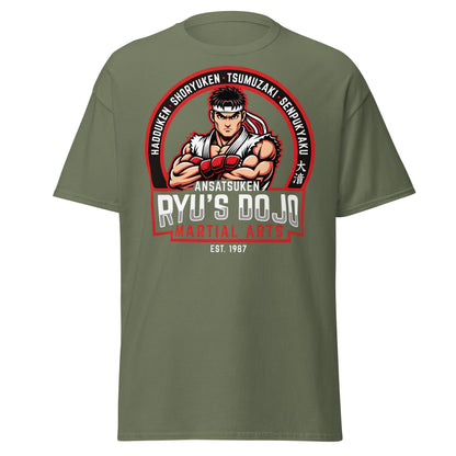 Ryu's Dojo Martial Arts T-Shirt - Street Fighter Fan Tee - Military Green - T-Shirts Online