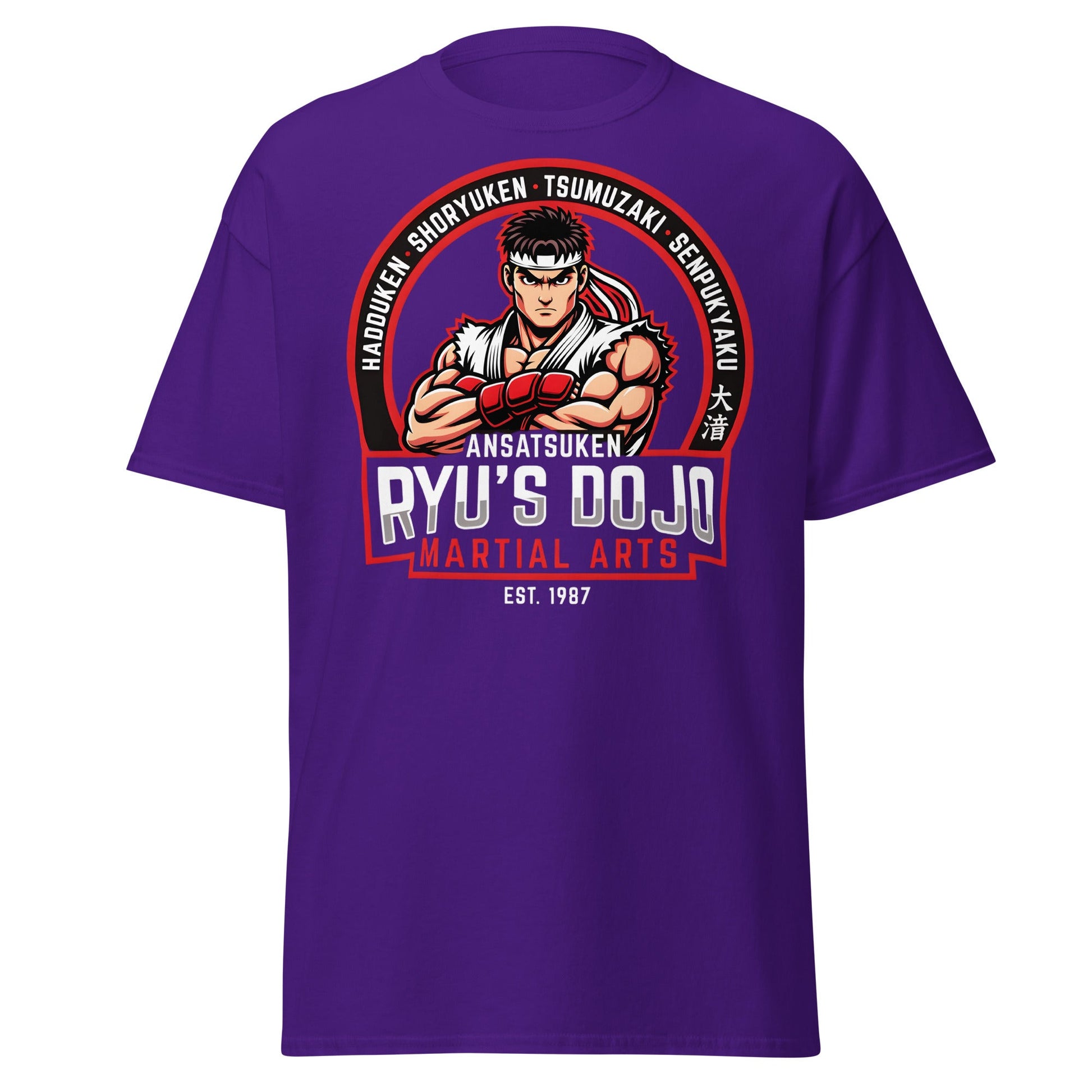 Ryu's Dojo Martial Arts T-Shirt - Street Fighter Fan Tee - Purple - T-Shirts Online