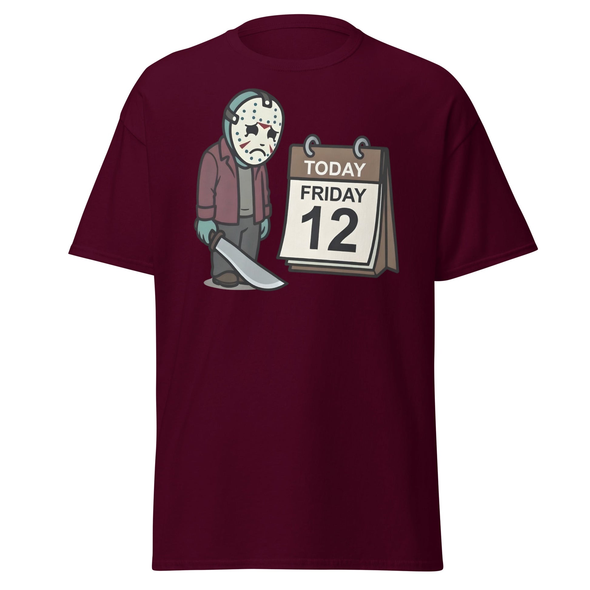 Sad Jason Friday the 12th T-Shirt - Funny Horror Tee - Maroon - T-Shirts Online