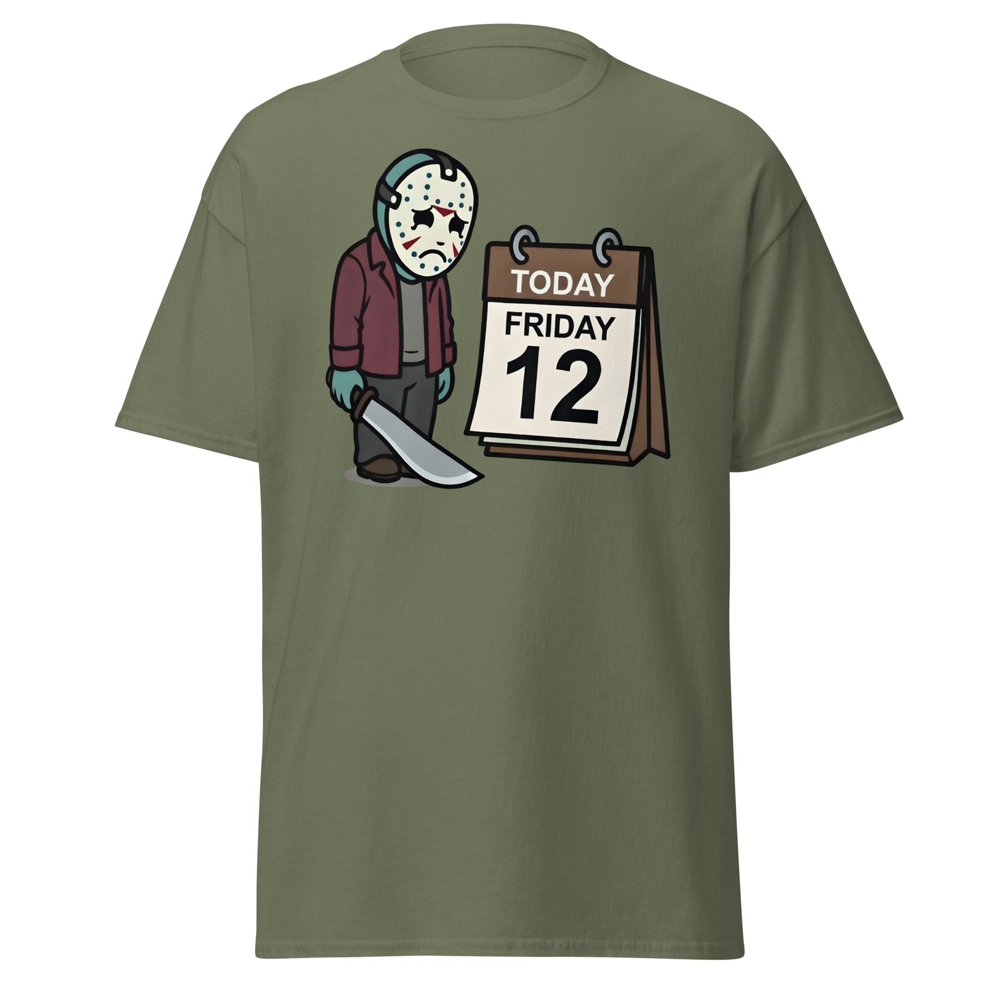 Sad Jason Friday the 12th T-Shirt - Funny Horror Tee - Military Green - T-Shirts Online