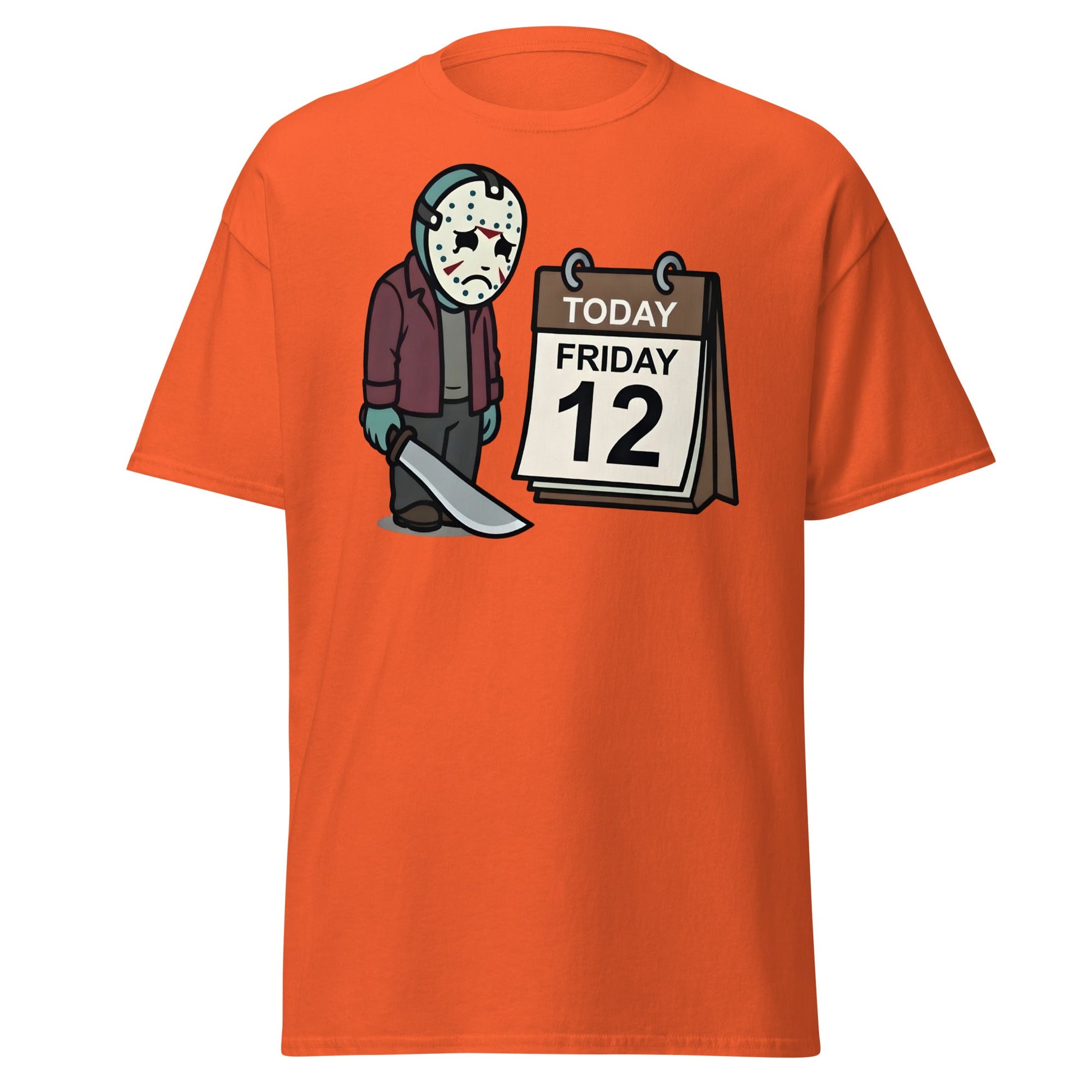 Sad Jason Friday the 12th T-Shirt - Funny Horror Tee - Orange - T-Shirts Online