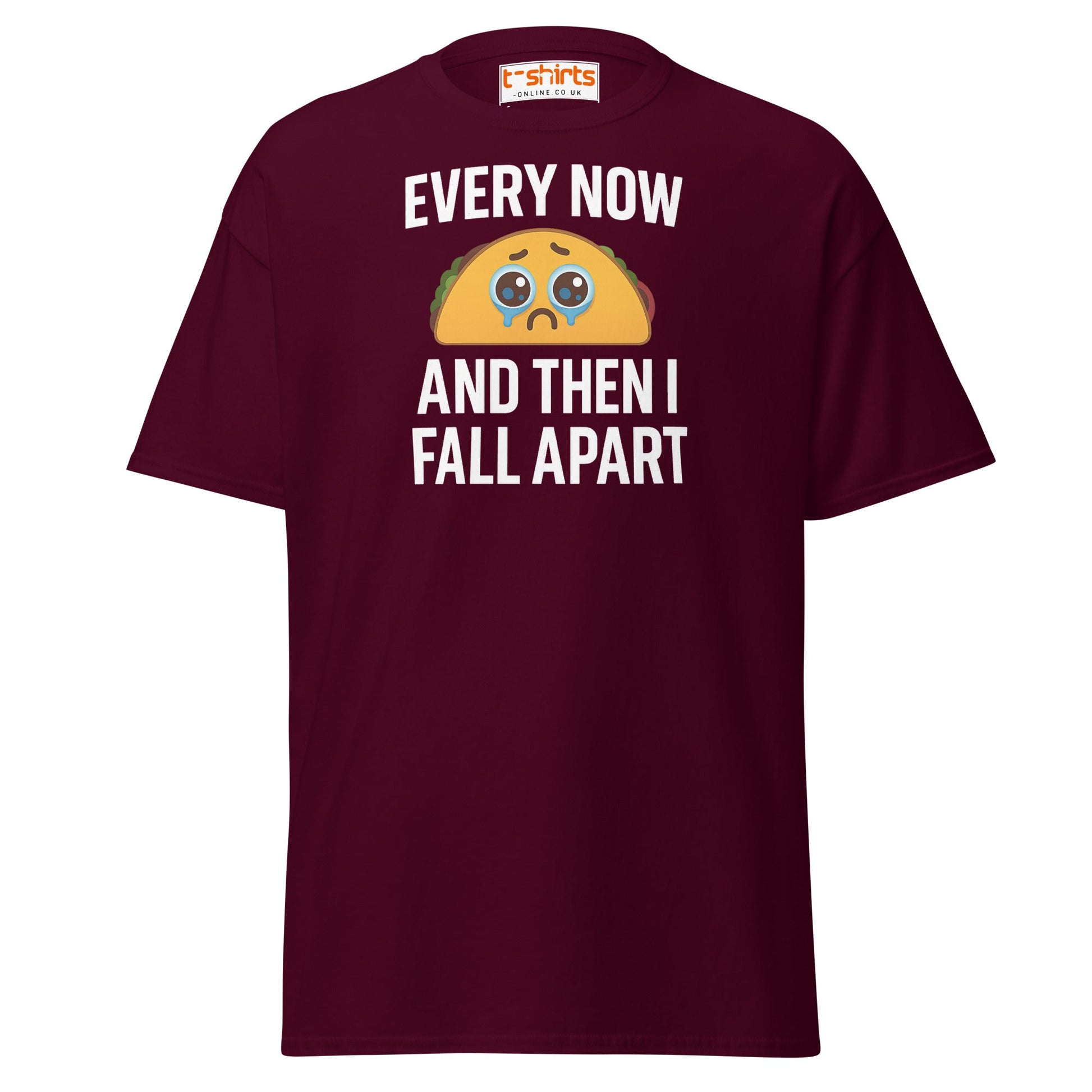 Sad Taco Funny Pun T-Shirt – Crying Taco Meme Tee - Maroon - T-Shirts Online