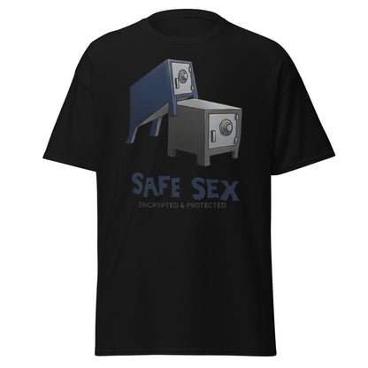 Safe Sex T-Shirt | Funny Encrypted Protected Pun Tee - Black - T-Shirts Online
