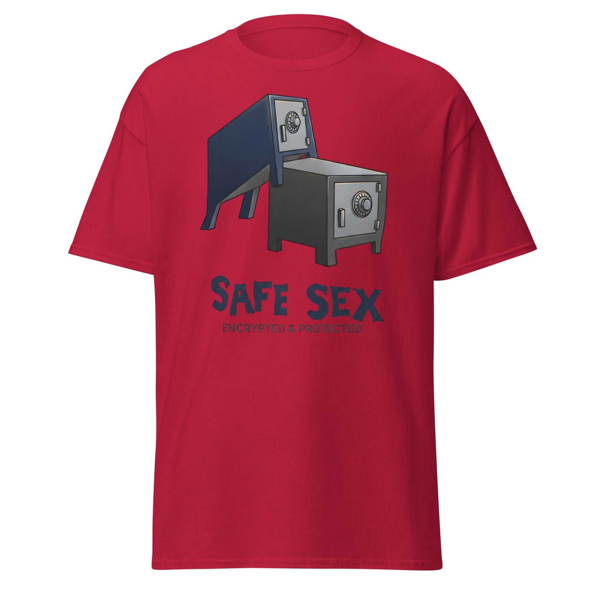 Safe Sex T-Shirt | Funny Encrypted Protected Pun Tee - Cardinal - T-Shirts Online