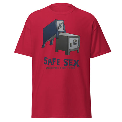 Safe Sex T-Shirt | Funny Encrypted Protected Pun Tee - Cardinal - T-Shirts Online