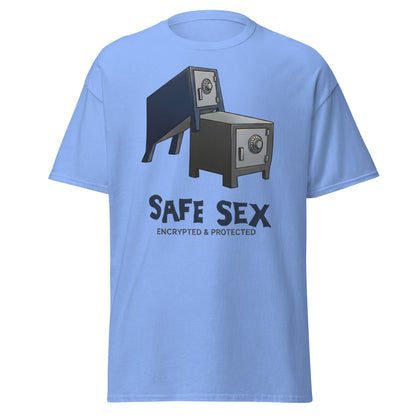 Safe Sex T-Shirt | Funny Encrypted Protected Pun Tee - Carolina Blue - T-Shirts Online
