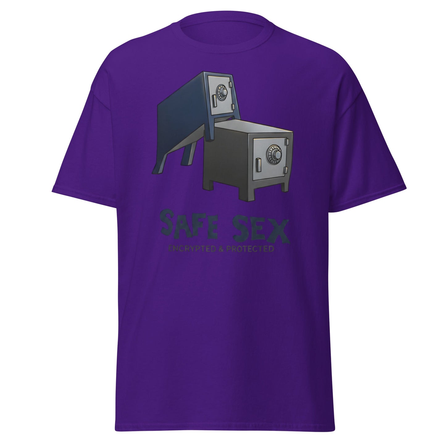Safe Sex T-Shirt | Funny Encrypted Protected Pun Tee - Purple - T-Shirts Online