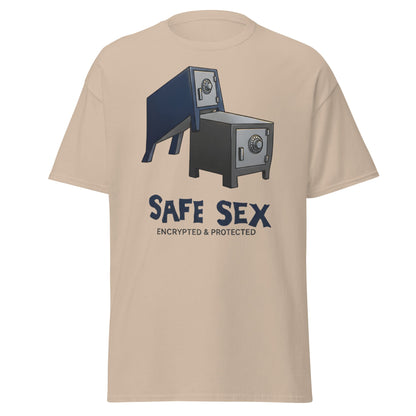 Safe Sex T-Shirt | Funny Encrypted Protected Pun Tee - Sand - T-Shirts Online