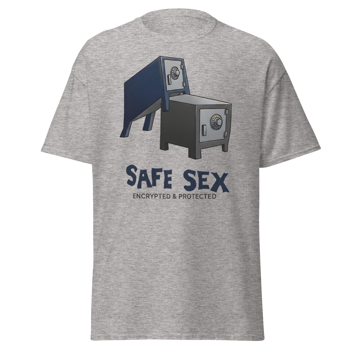 Safe Sex T-Shirt | Funny Encrypted Protected Pun Tee - Sport Grey - T-Shirts Online