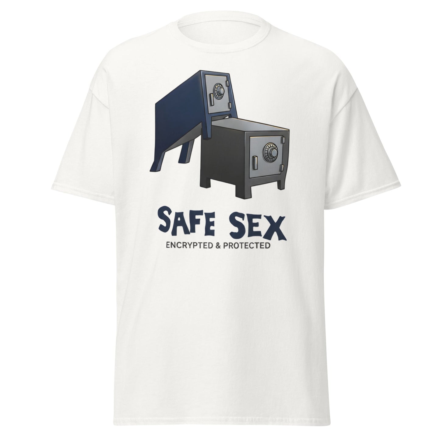 Safe Sex T-Shirt | Funny Encrypted Protected Pun Tee - White - T-Shirts Online