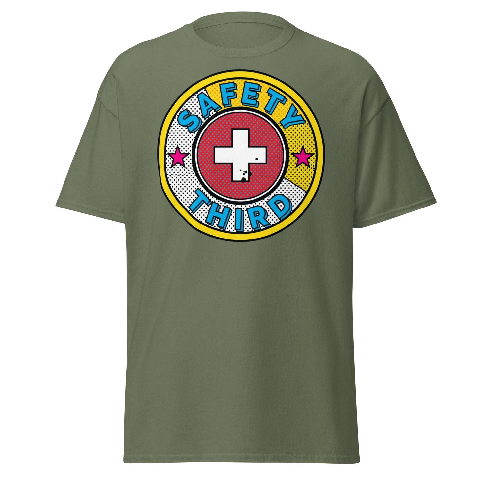 Safety Third T-Shirt – Funny Safety First Parody Tee - Military Green - T-Shirts Online