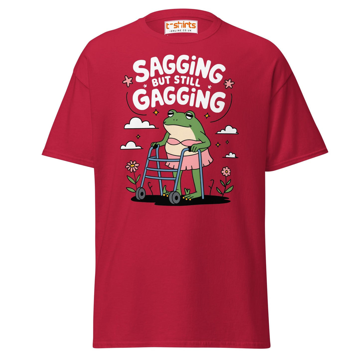 Sagging But Still Gagging Funny Frog T-Shirt - Cardinal - T-Shirts Online