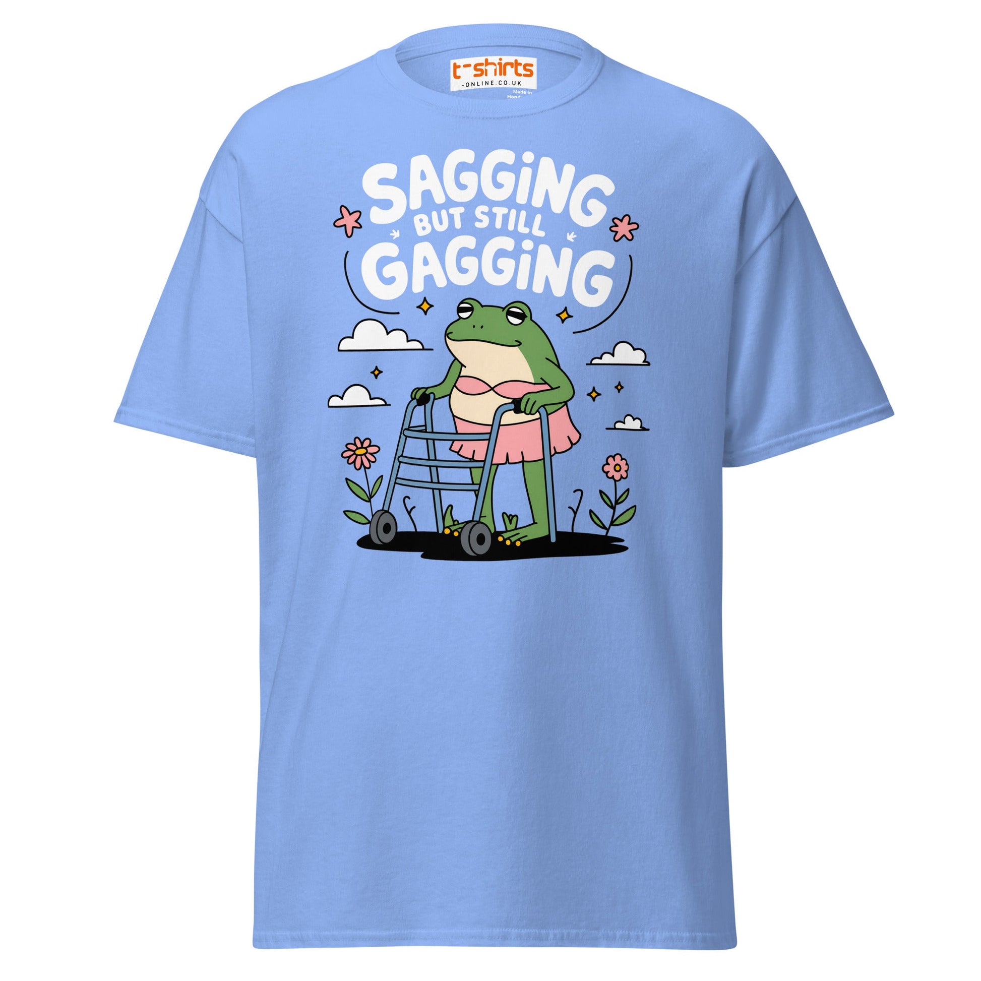 Sagging But Still Gagging Funny Frog T-Shirt - Carolina Blue - T-Shirts Online