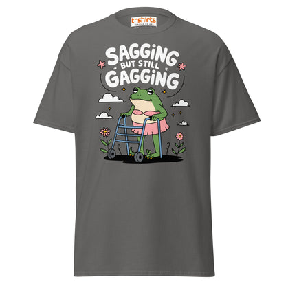 Sagging But Still Gagging Funny Frog T-Shirt - Charcoal - T-Shirts Online