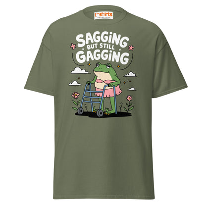 Sagging But Still Gagging Funny Frog T-Shirt - Military Green - T-Shirts Online