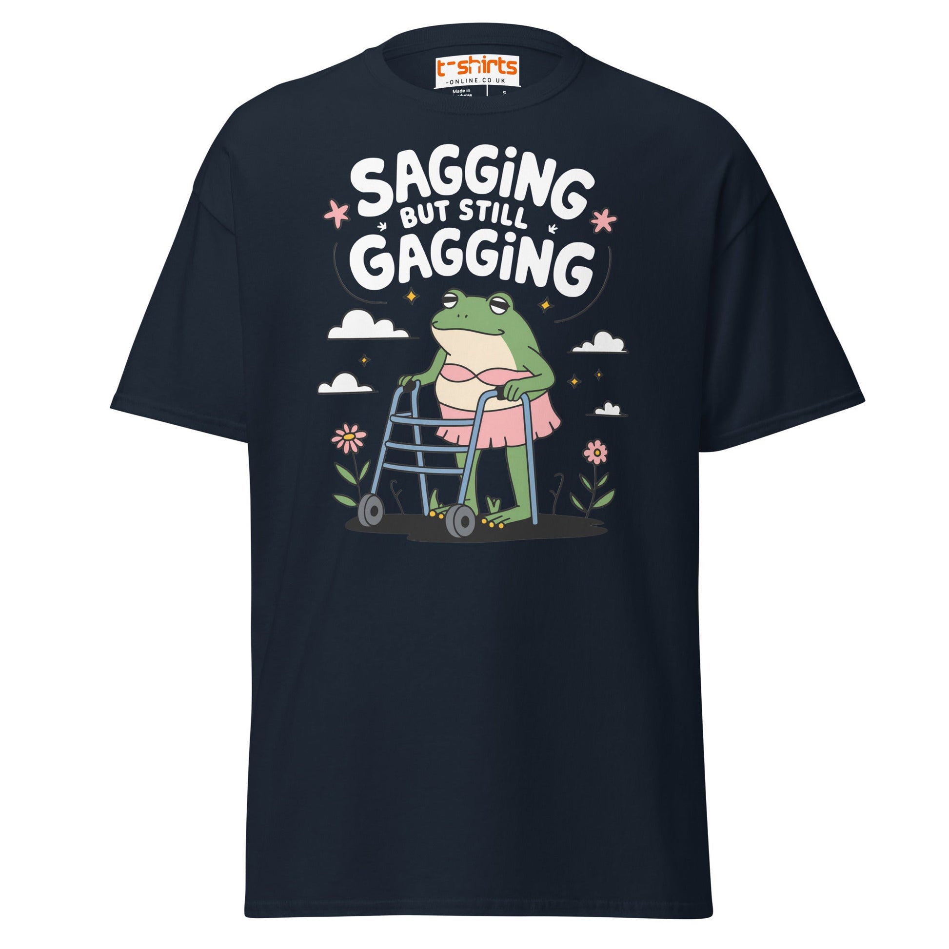 Sagging But Still Gagging Funny Frog T-Shirt - Navy - T-Shirts Online