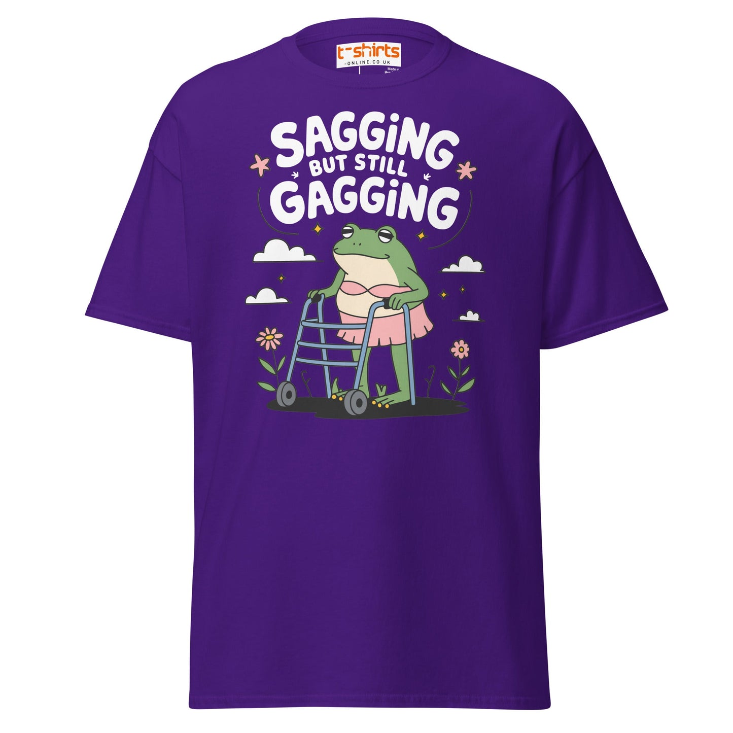 Sagging But Still Gagging Funny Frog T-Shirt - Purple - T-Shirts Online