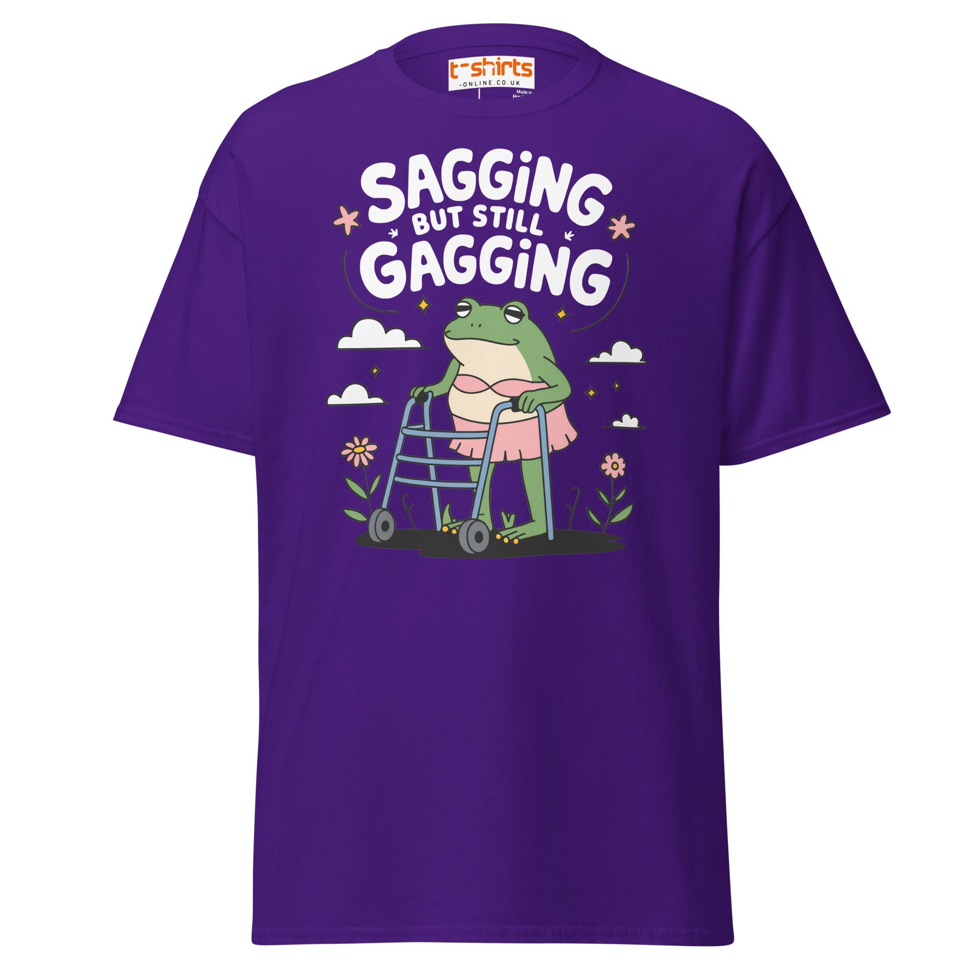 Sagging But Still Gagging Funny Frog T-Shirt - Purple - T-Shirts Online