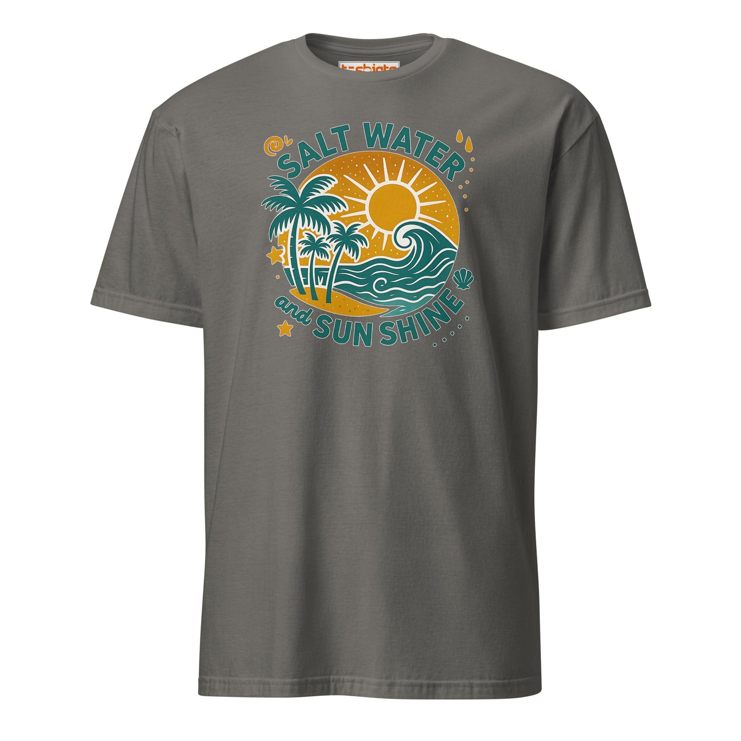 Salt Water and Sunshine T-Shirt – Retro Beach Vibes Tee - Charcoal - T-Shirts Online