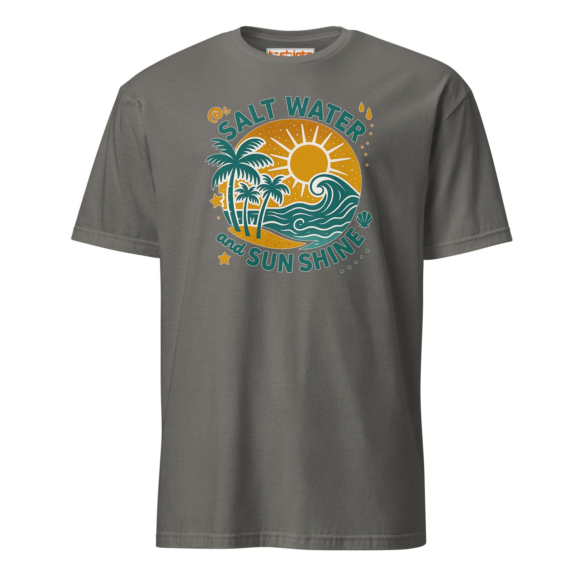 Salt Water and Sunshine T-Shirt – Retro Beach Vibes Tee - Charcoal - T-Shirts Online
