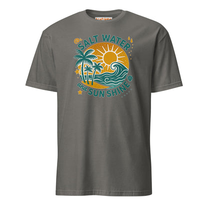 Salt Water and Sunshine T-Shirt – Retro Beach Vibes Tee - Charcoal - T-Shirts Online