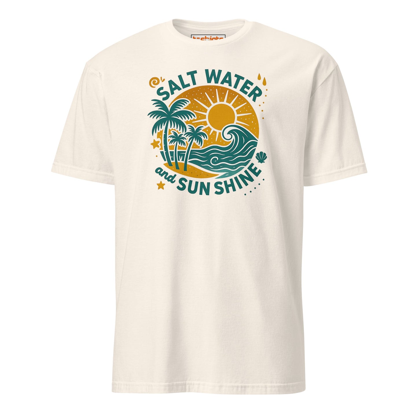 Salt Water and Sunshine T-Shirt – Retro Beach Vibes Tee - Natural - T-Shirts Online