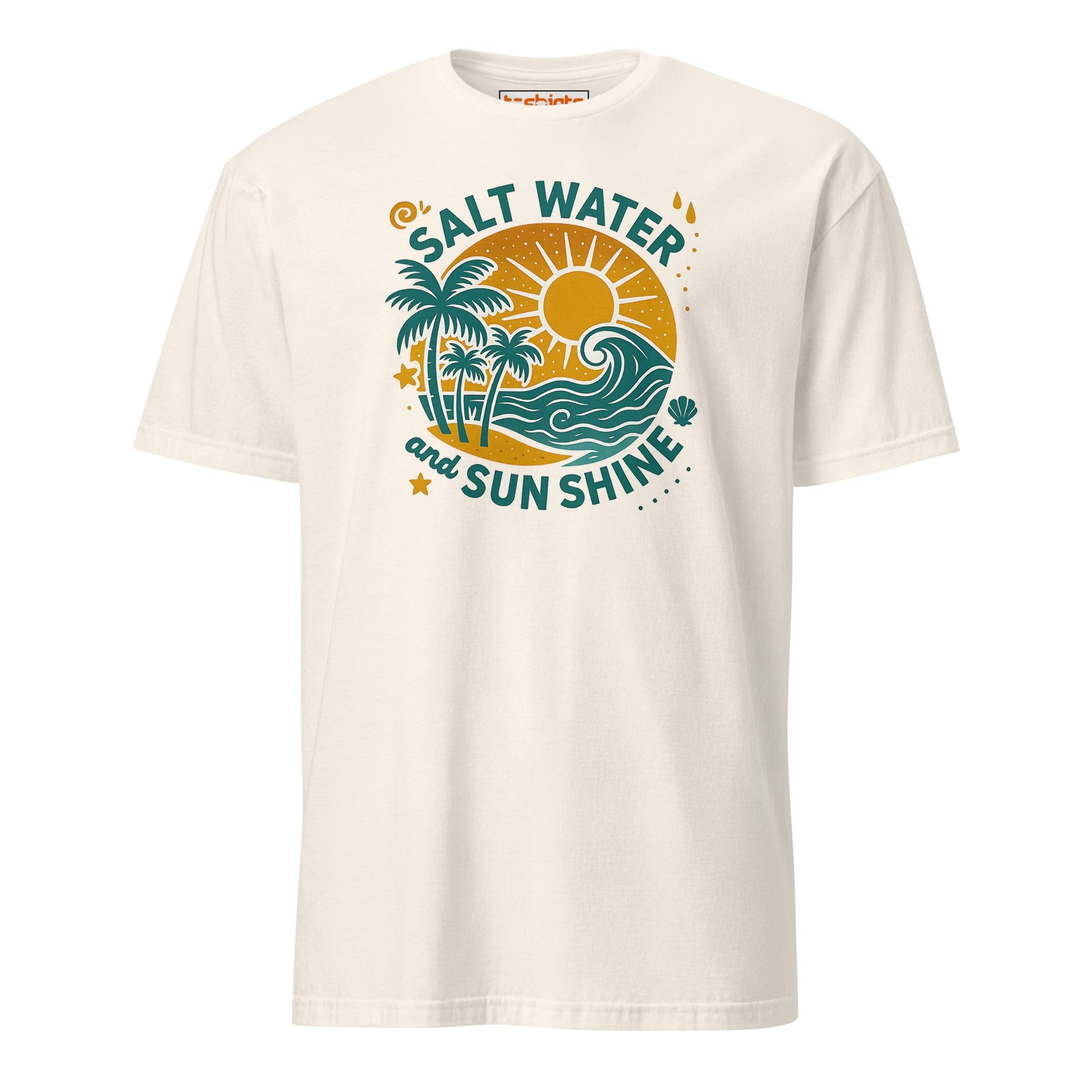 Salt Water and Sunshine T-Shirt – Retro Beach Vibes Tee - Natural - T-Shirts Online