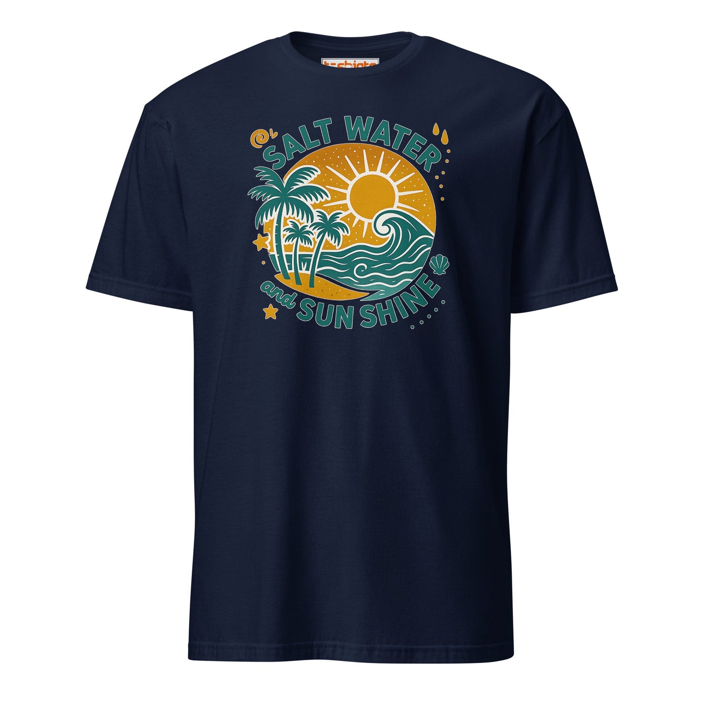 Salt Water and Sunshine T-Shirt – Retro Beach Vibes Tee - Navy - T-Shirts Online