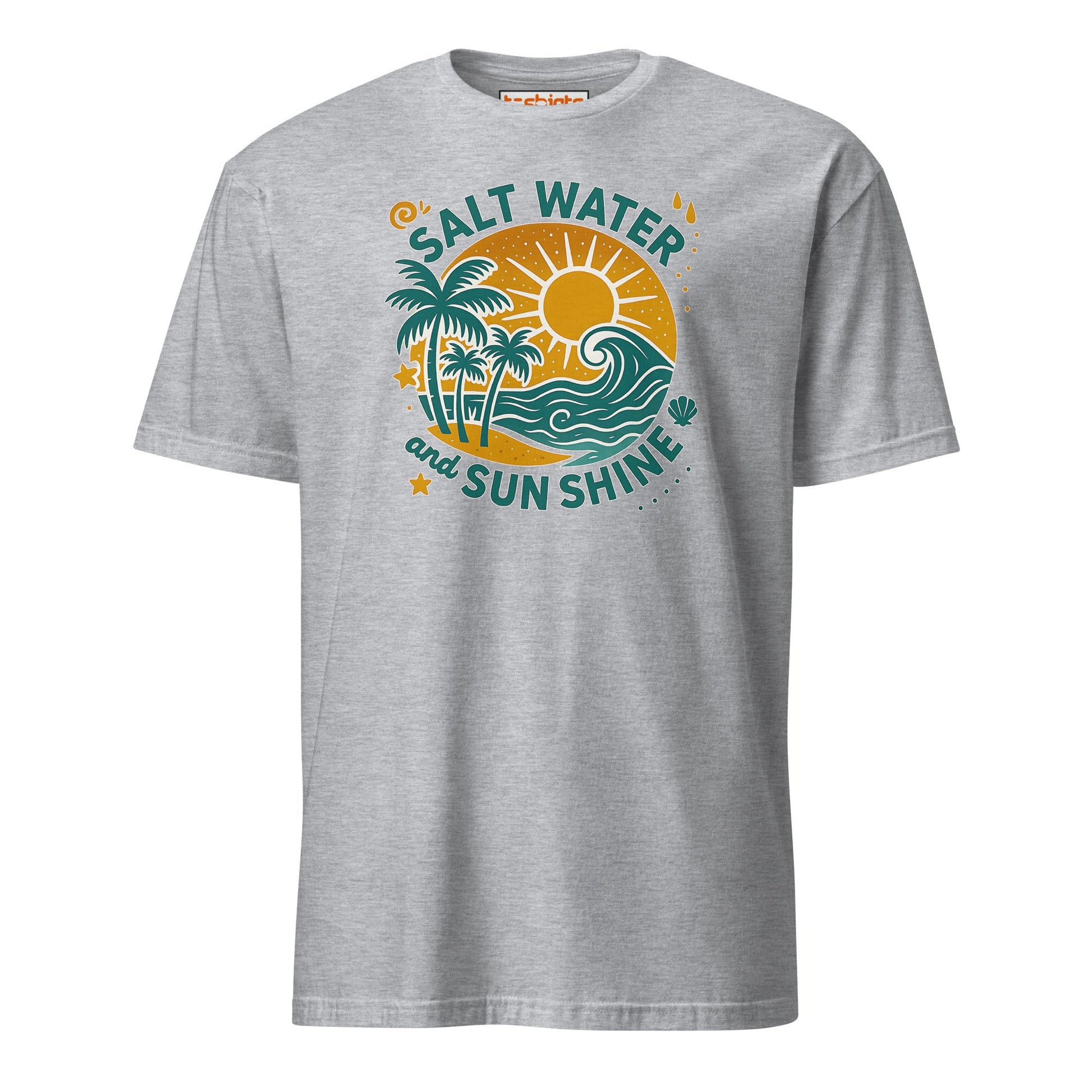 Salt Water and Sunshine T-Shirt – Retro Beach Vibes Tee - Sport Grey - T-Shirts Online