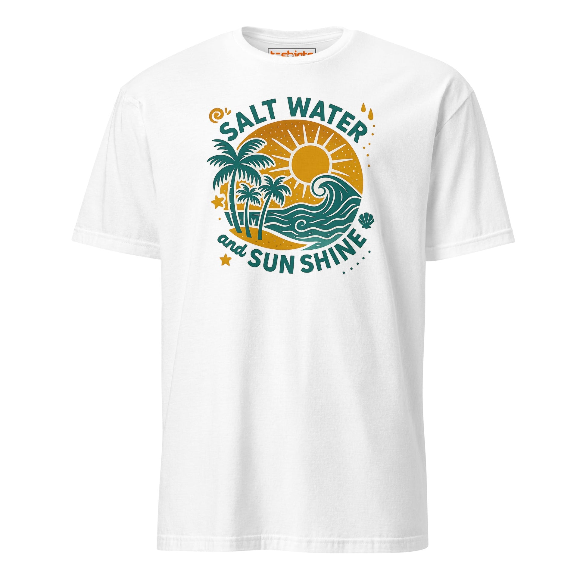Salt Water and Sunshine T-Shirt – Retro Beach Vibes Tee - White - T-Shirts Online