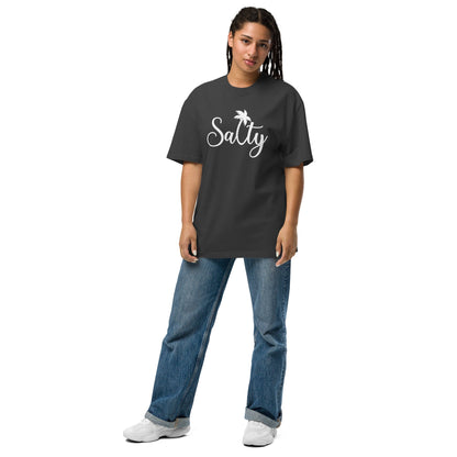 Salty T-Shirt | Oversized Faded Summer Beach Tee - Faded Black - T-Shirts Online