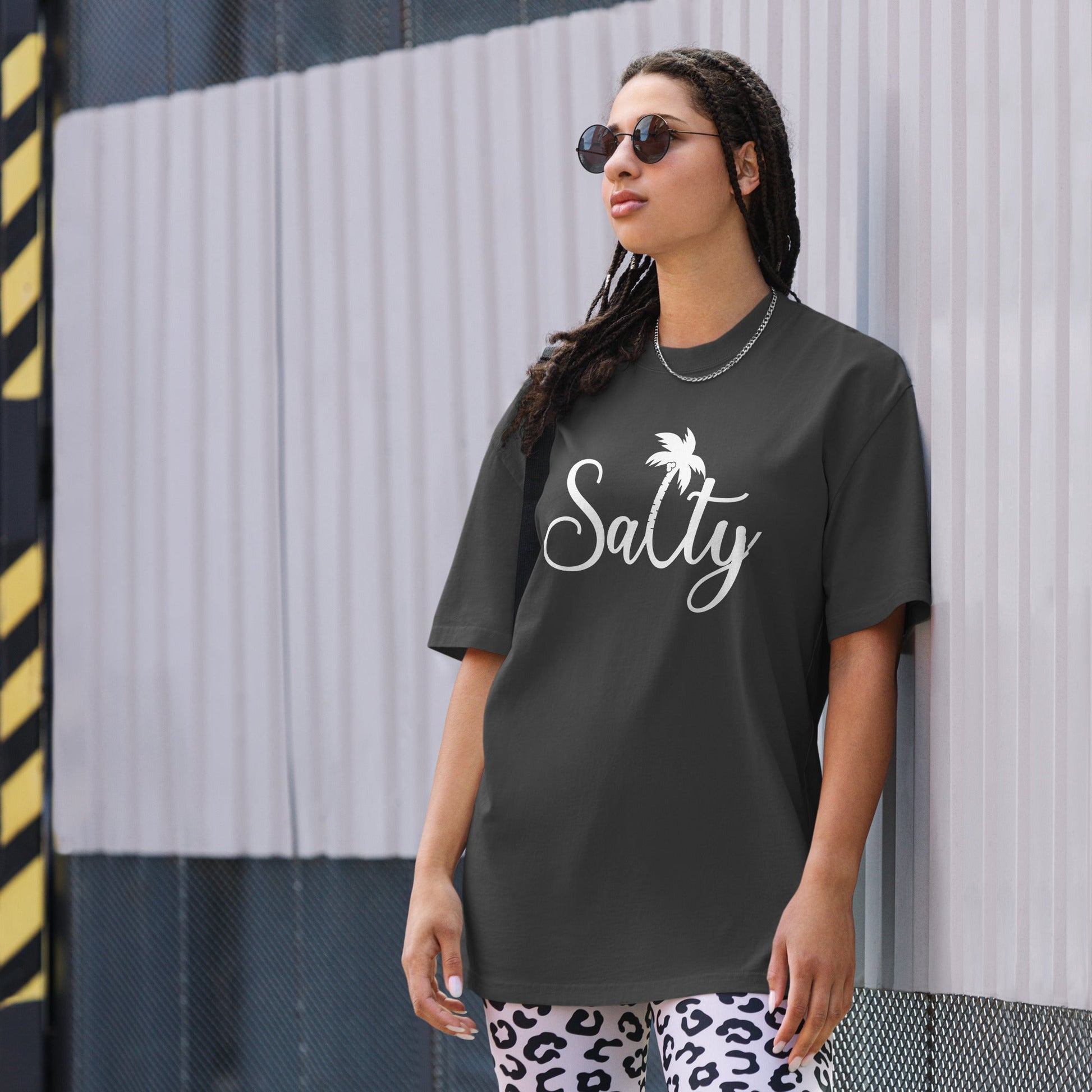 Salty T-Shirt | Oversized Faded Summer Beach Tee - Faded Black - T-Shirts Online