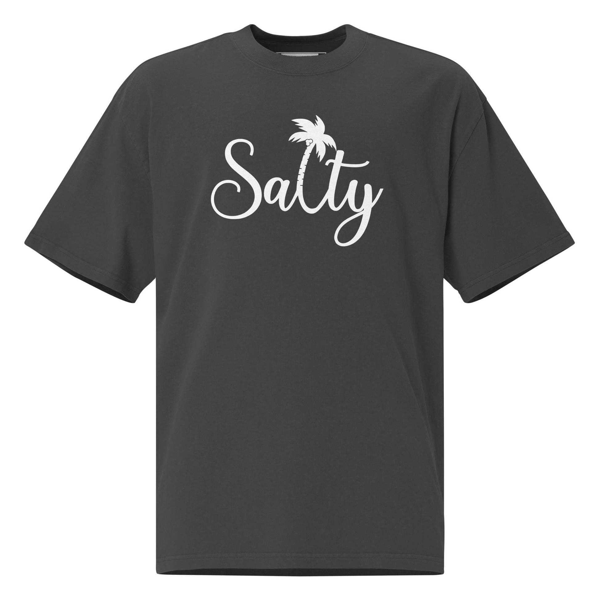Salty T-Shirt | Oversized Faded Summer Beach Tee - Faded Black - T-Shirts Online